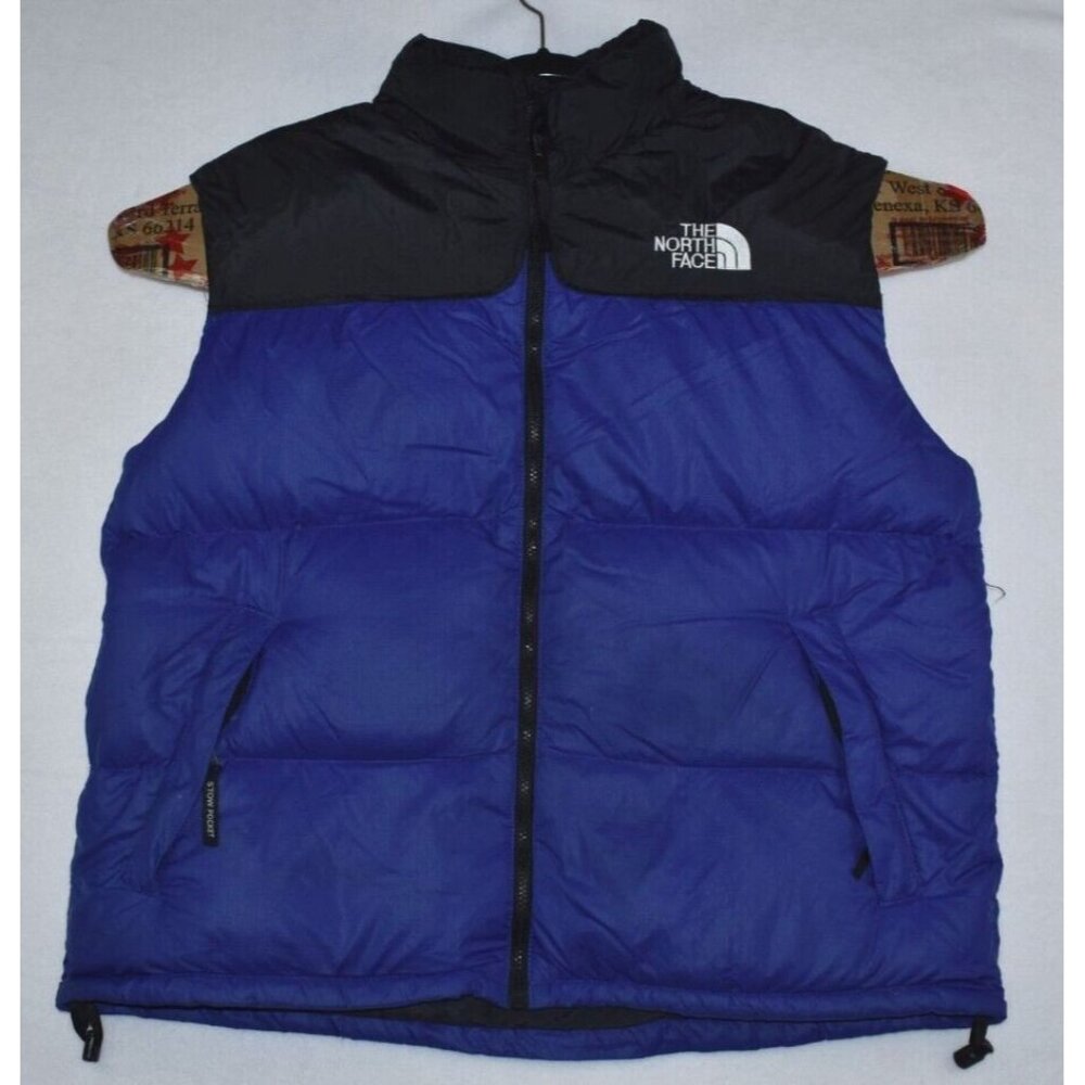 The North Face 700 Nuptse Mens Puffer Vest Size XL Black/Blue Goose Down Vintage
